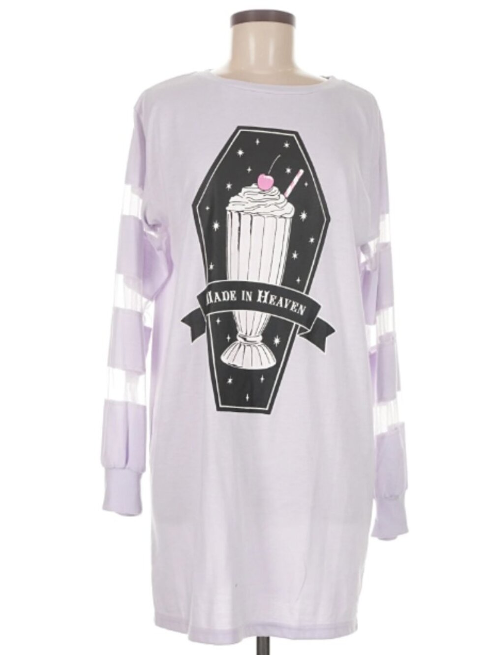 LISTEN FLAVOR Harajuku kawaii Heavenly Milkshake Striped Cut and Sew top - Picture 3 of 6